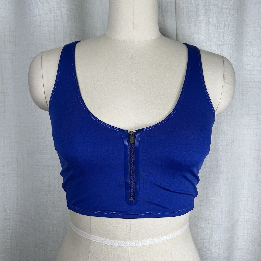 Free People FP Movement Sports Bra Zip Front Activewear Blue Women's Medium